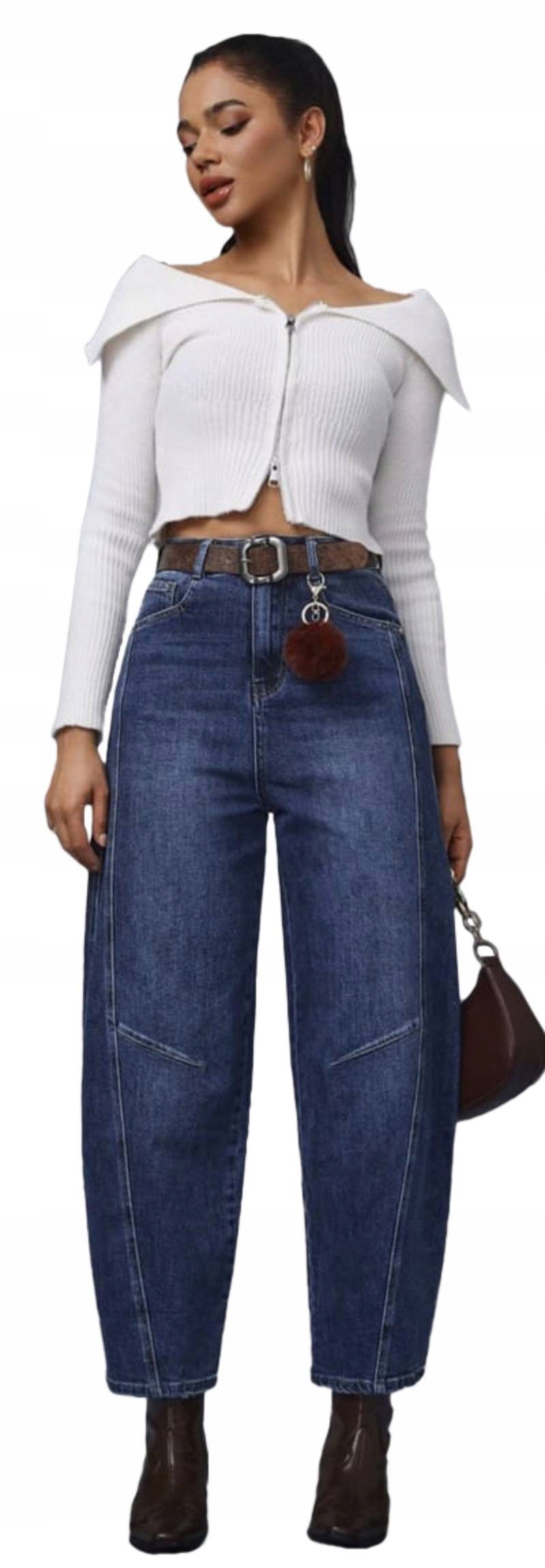 M.sara Výjimečné Dámské Džínové Kalhoty Balloon Fit Jiné Šití Přívěsek Na Klíče