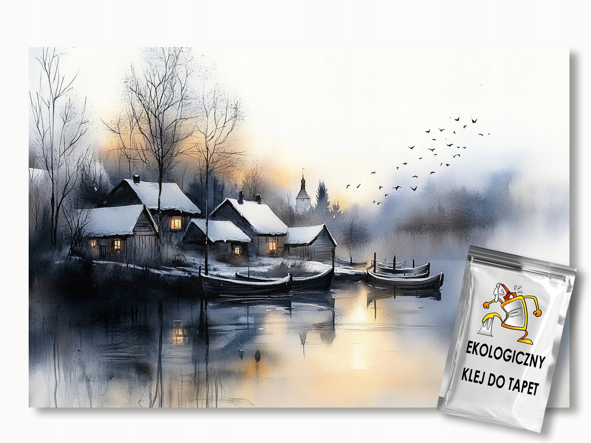 Fototapeta Flizelina Krajina Jezero Lodě Podlasie Večer 416x290 130g