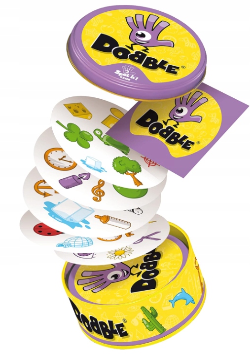 GRA KARCIANA DOBBLE RODZINNA TOWARZYSKA IMPREZOWA SPOSTRZEGAWCZOŚĆ 55 KART Wiek gracza 5-7 lat