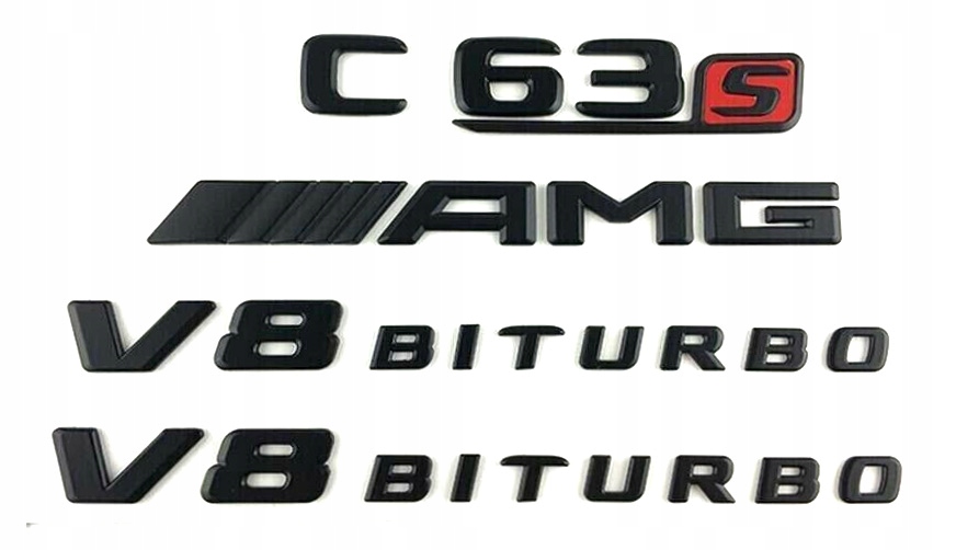 Mercedes C63S C 63 S V8 Biturbo emblém znak nápis čierna