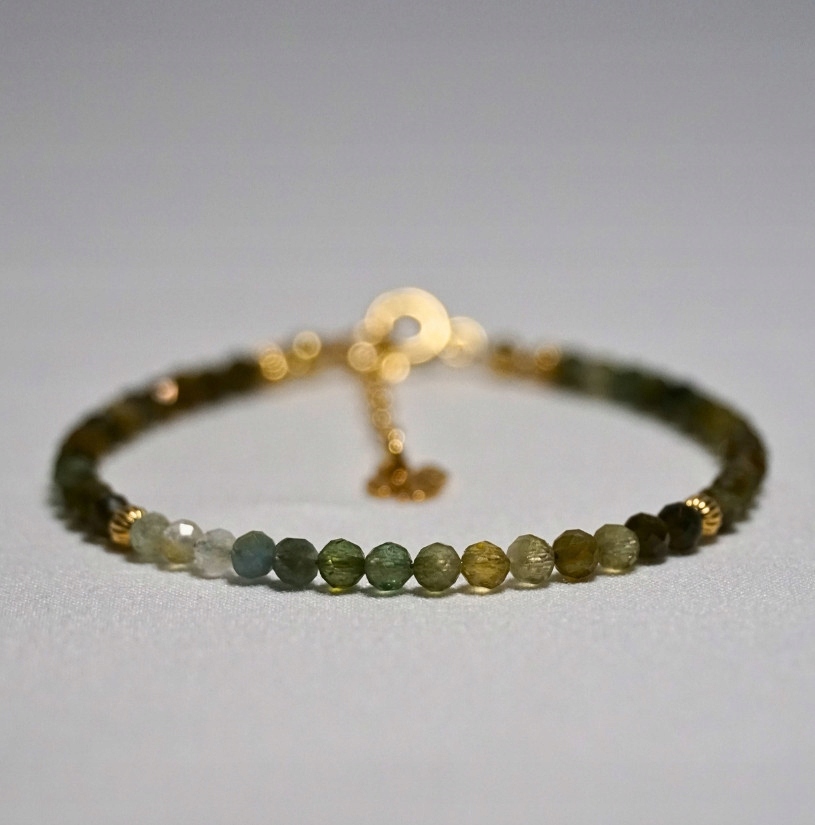 Bransoletka Szczęścia Turmalin Zielony 3mm Crystals Break