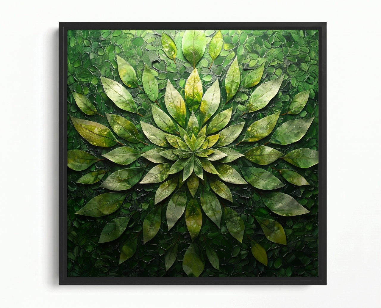 Obraz Rám American Box Zelená Mandala Z Listov Príroda Abstrakcia 60x60