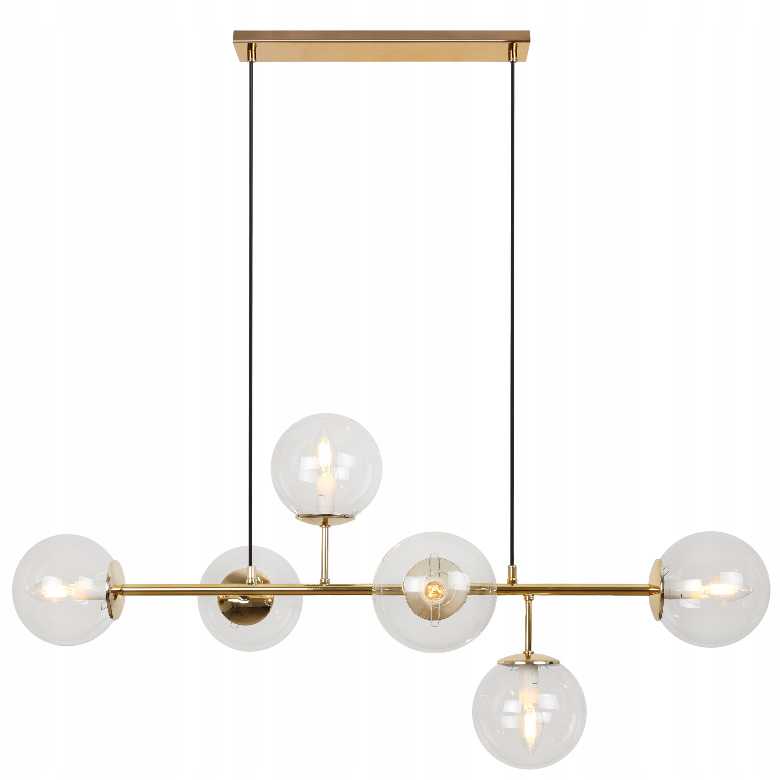 Stropná Závesná Lampa Luster Zlatý Bezfarebné Tienidlá Guľky Do Kuchyne 15 CM