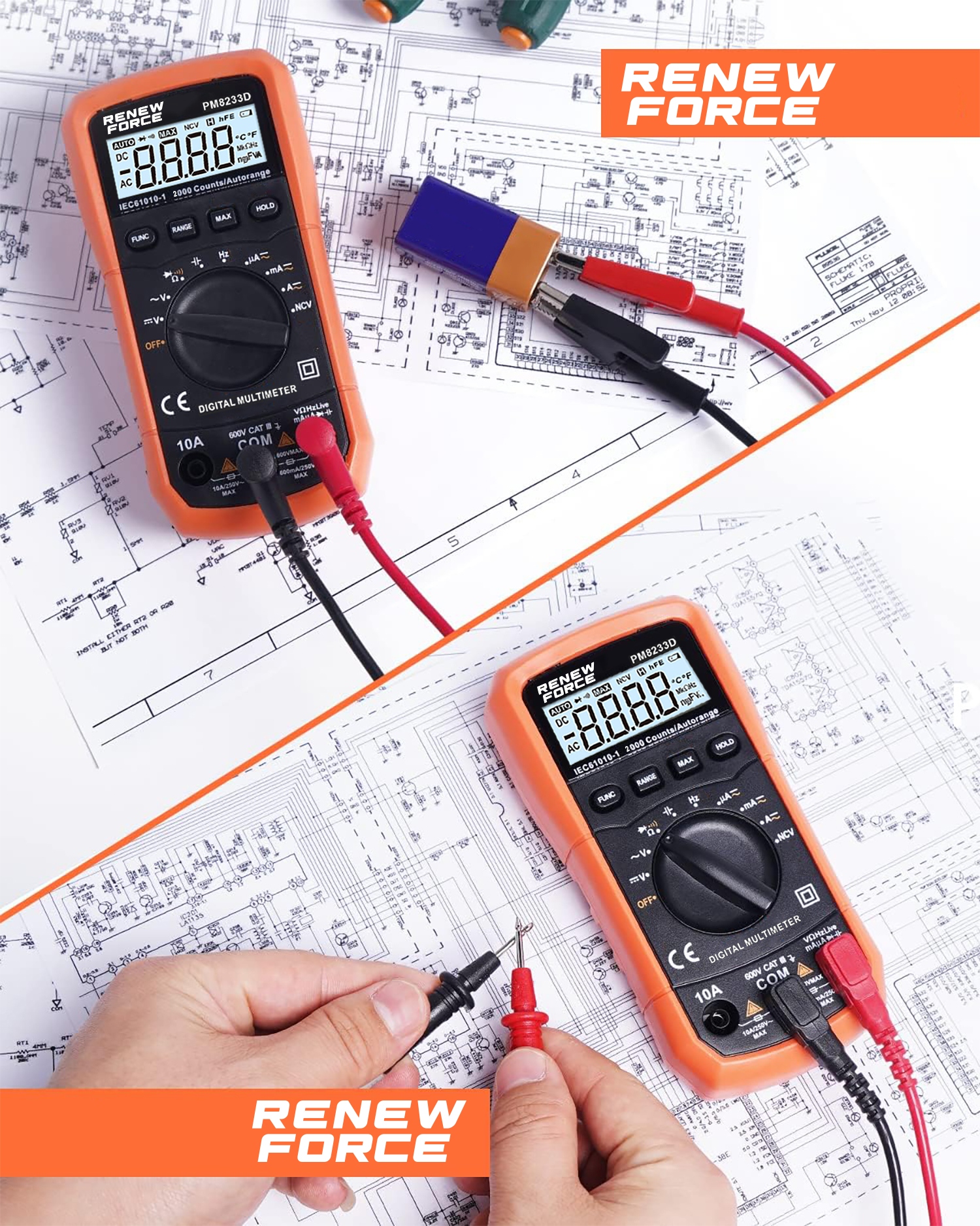 DOKŁADNY Multimetr CYFROWY Elektryczny Profesjonalny Miernik Prądu Tester Model PM8233D
