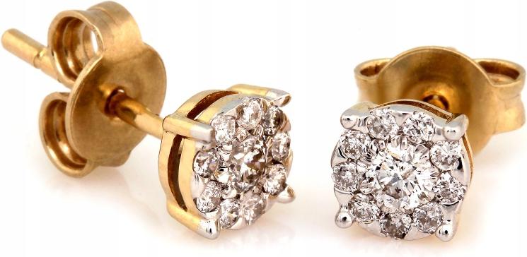 Zlaté náušnice 585 decentní s diamanty, puzetky, dárek Svaté Přijímání křest