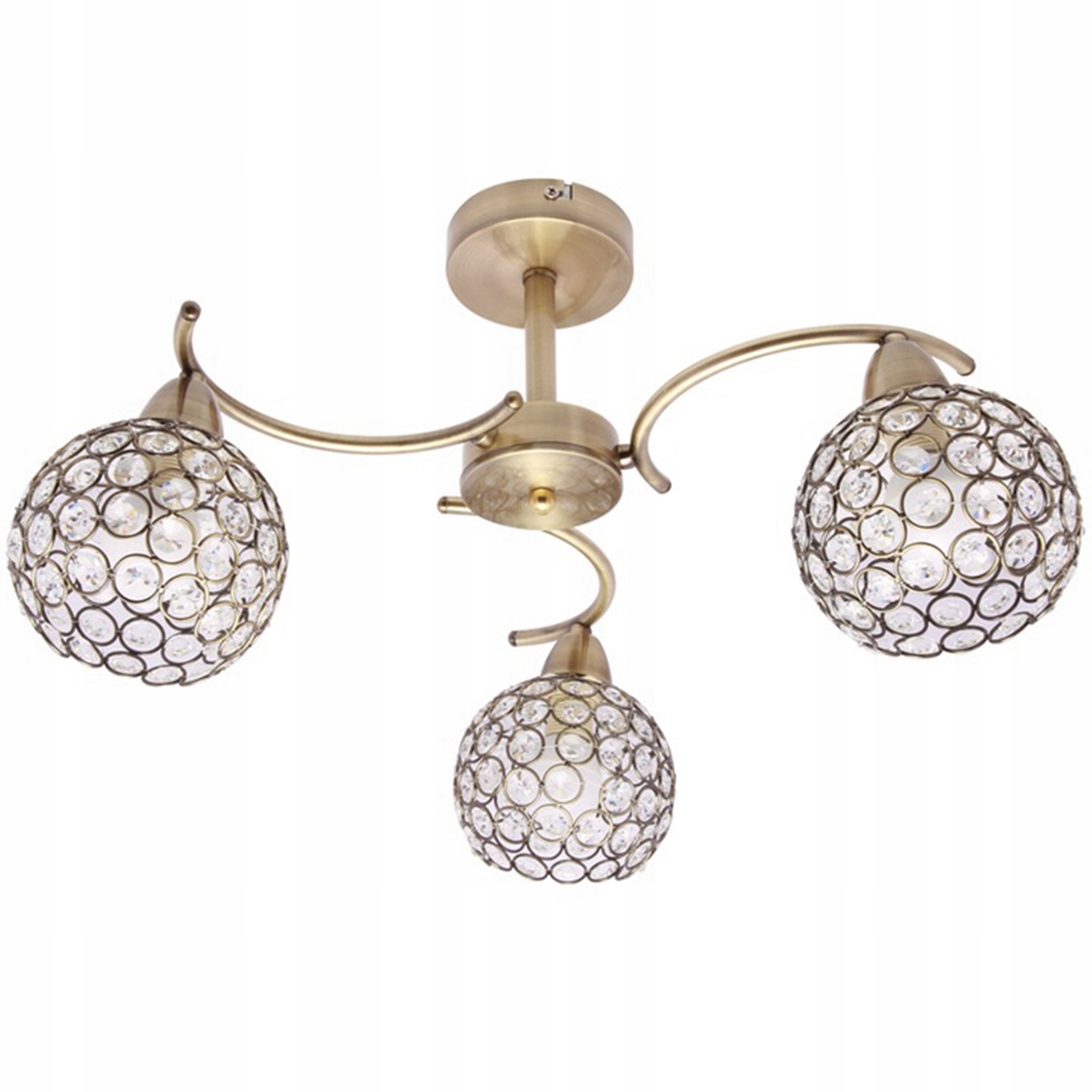 

Lampa Sufitowa Żyrandol Plafon 3 Kryształy Patyna