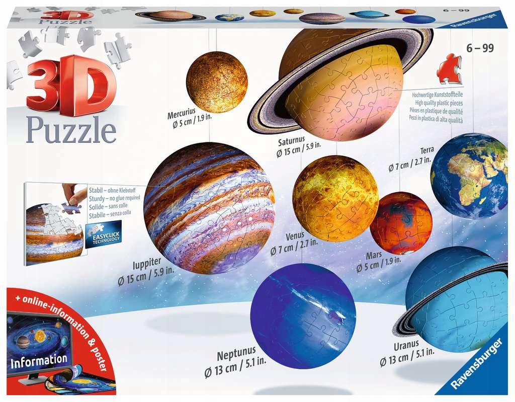 

Ravensburger Puzzle 3D Układ Planet 522 el. Akc