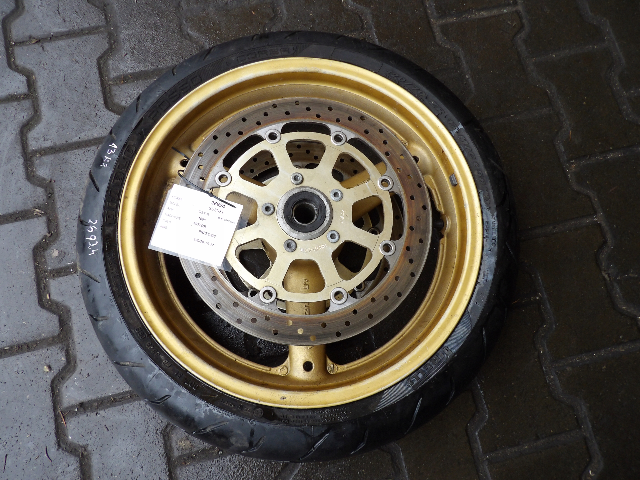 Motocykl Suzuki GSX-R 600 koło przednie 17" 120/70/ZR17 J17xMT3.50