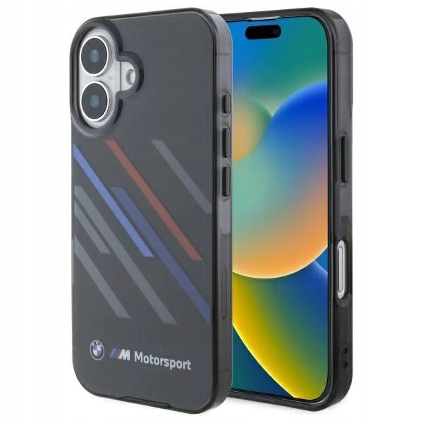 Etui Bmw Motosport IML Random Stripes na iPhone 16 Plus czarne
