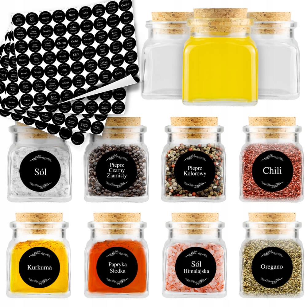 

20X Słoik na przyprawy 120ML 252 naklejki
