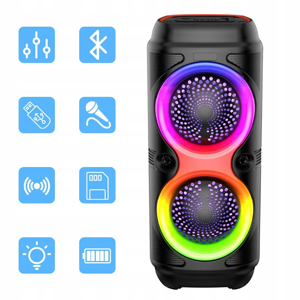 Bezdrátový Reproduktor Karaoke Rgb Led Mobilní S Usb A Fm
