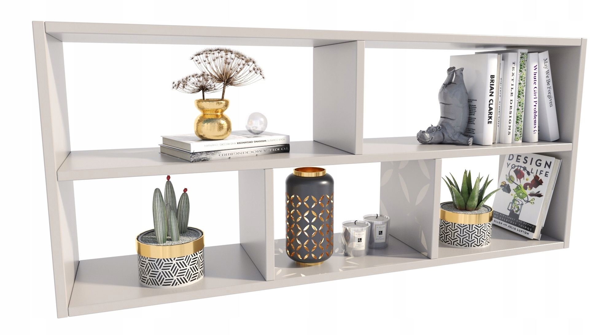 Závěsná police Teo kašmírová nástěnná na knihy fotografie Per