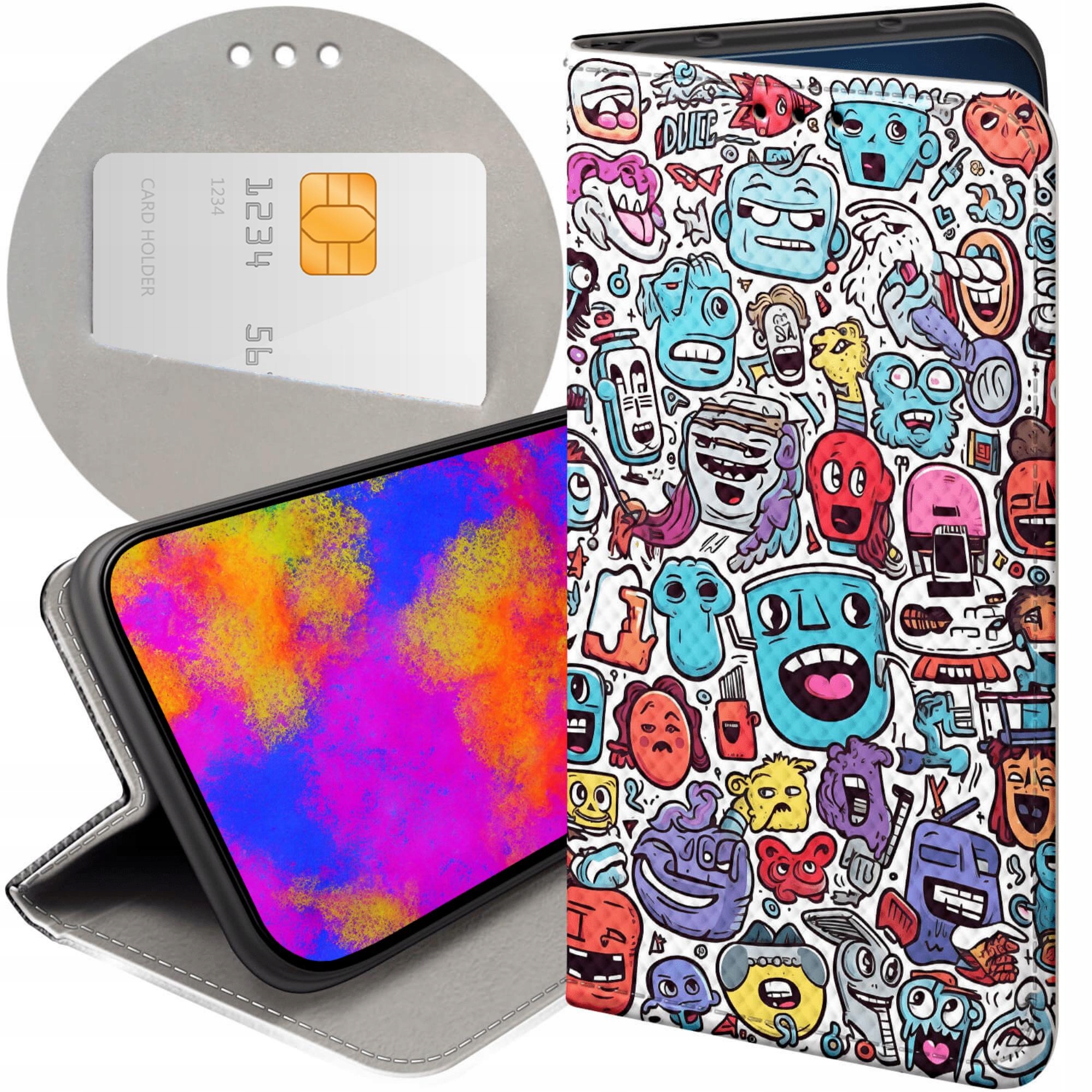 Etui Z Klapką Do Xiaomi 15T 5G Doodle Zwierzęta Potwory Rysunki Case