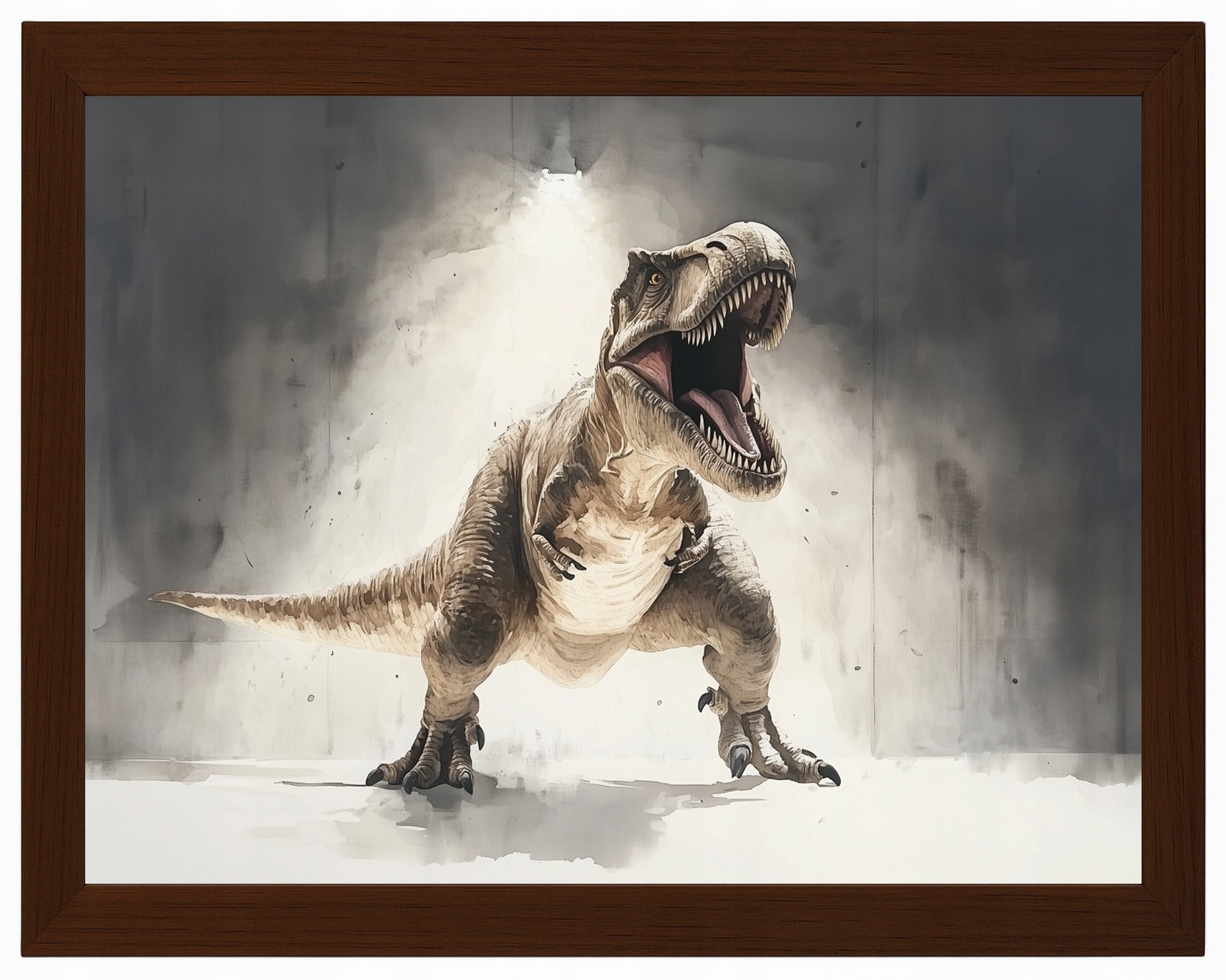 Plakát Rámeček Dřevo Dinosaurus T-rex Tyranosaurus Prehistorický 80x60