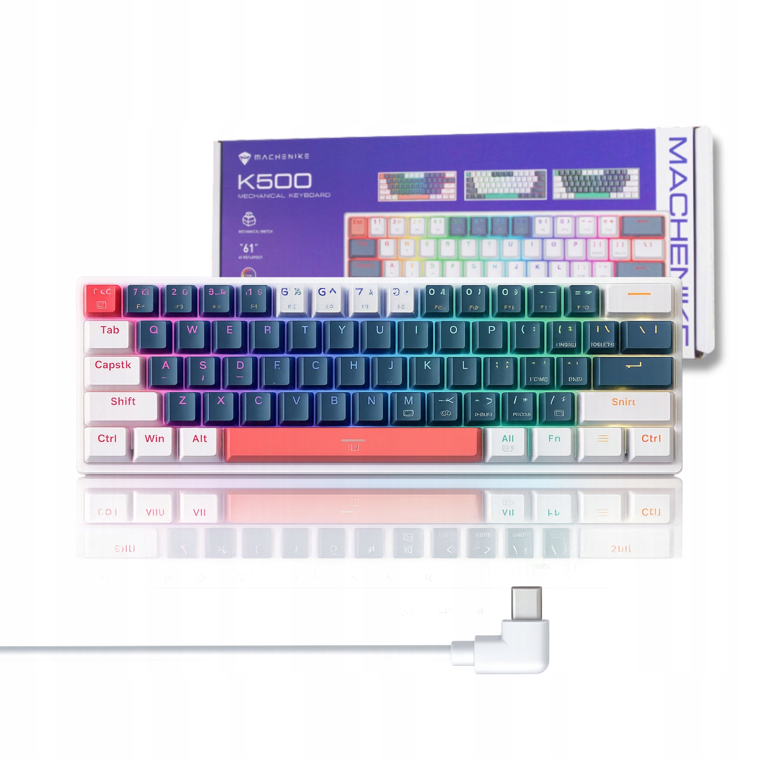Mechanická Herní Klávesnice Machenike K500-B61 Rgb Blue Switch 60%