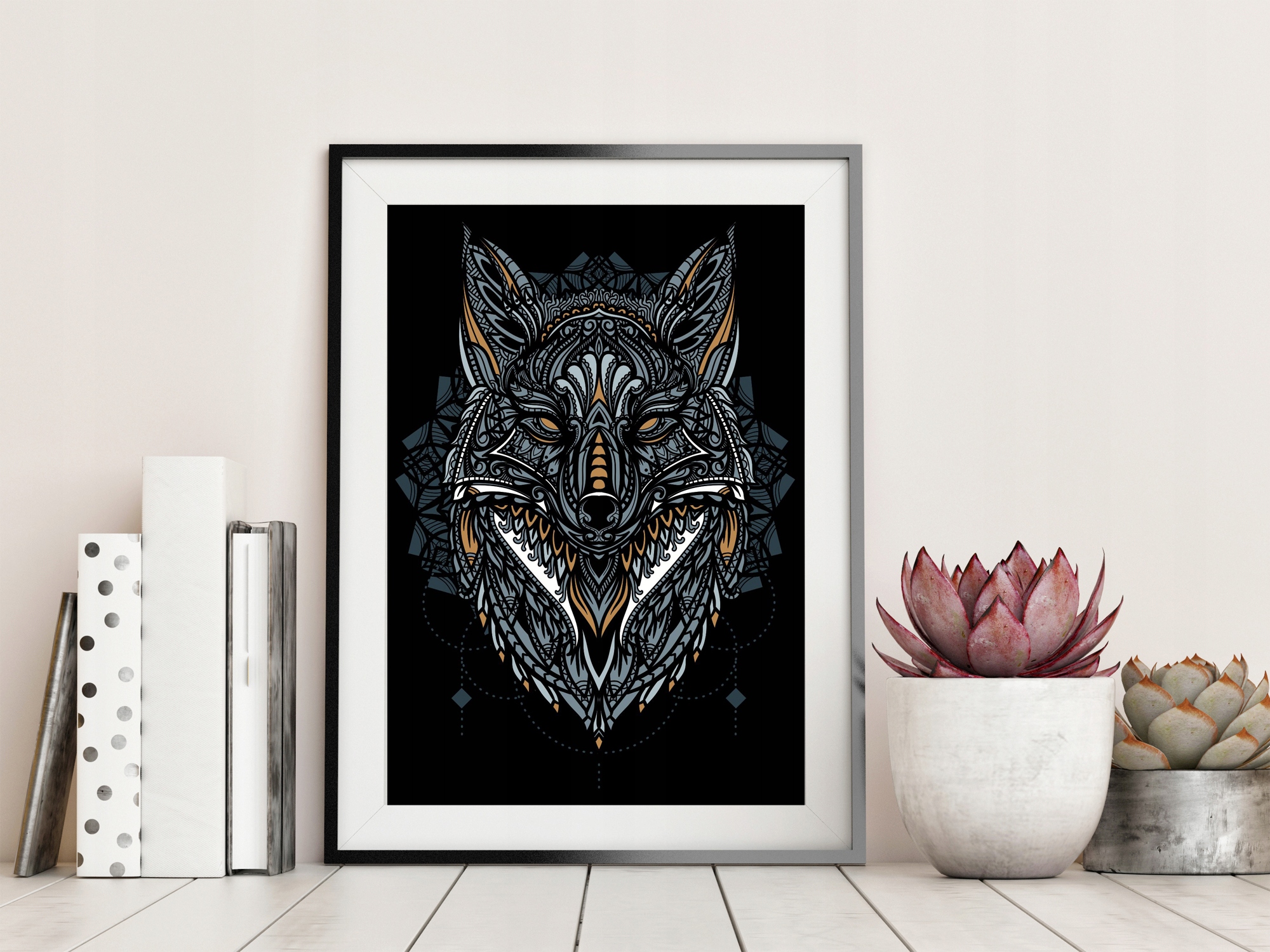 Plakat nowoczesny grafika A3 boho wilk Marka Studiograf