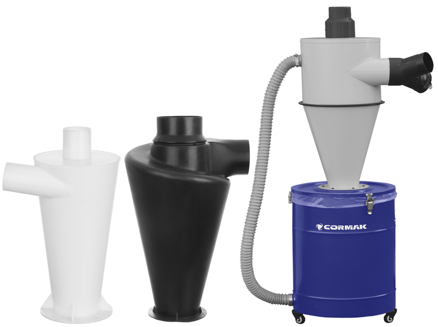 POCHŁANIACZ WIÓRÓW ODCIĄG TROCIN CORMAK 2530 m³/h 1500W FM300 400V Pojemność pojedynczego worka 190 l