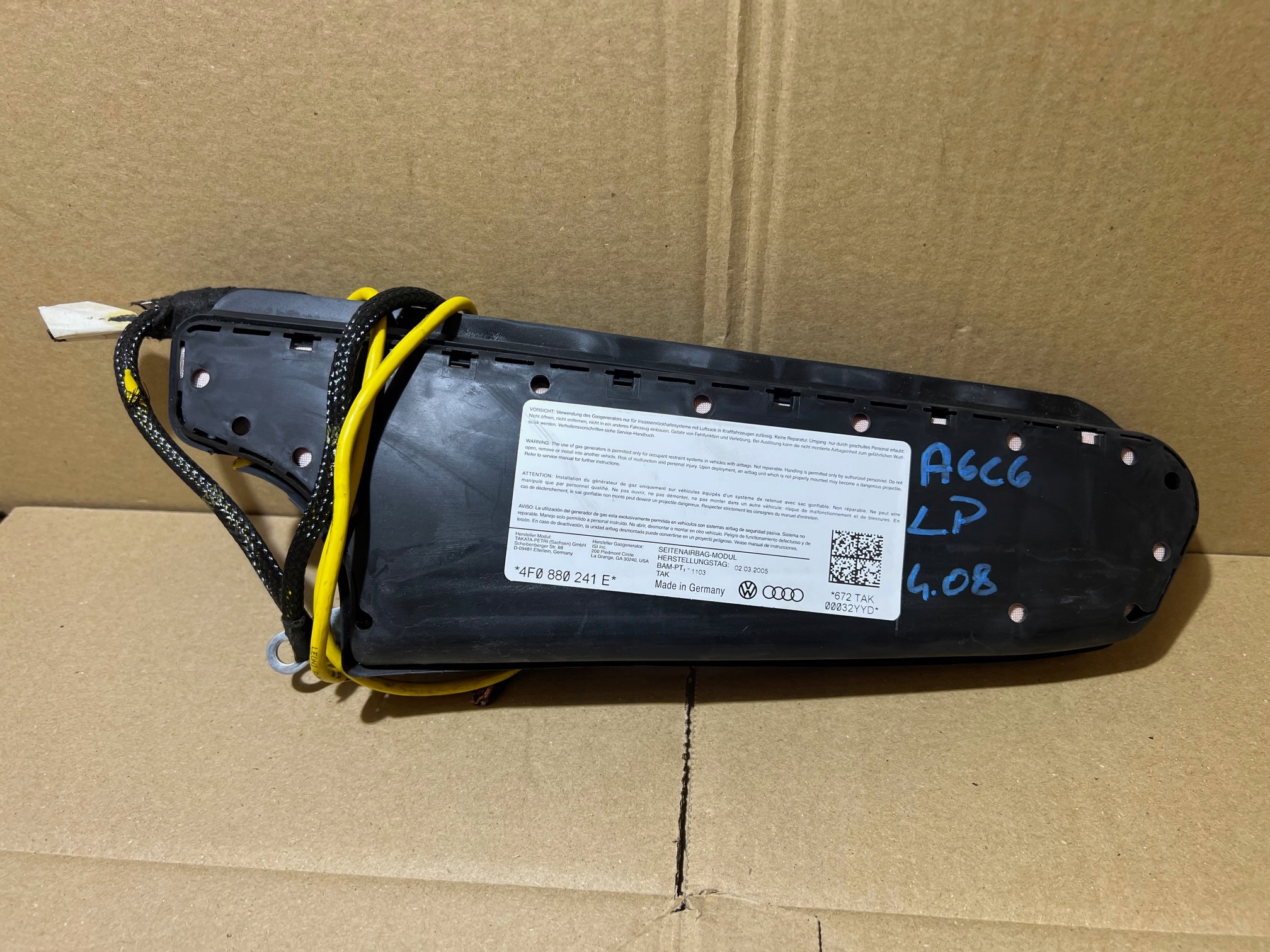 AUDI A6 C6 seat airbag left front 4F0880241E