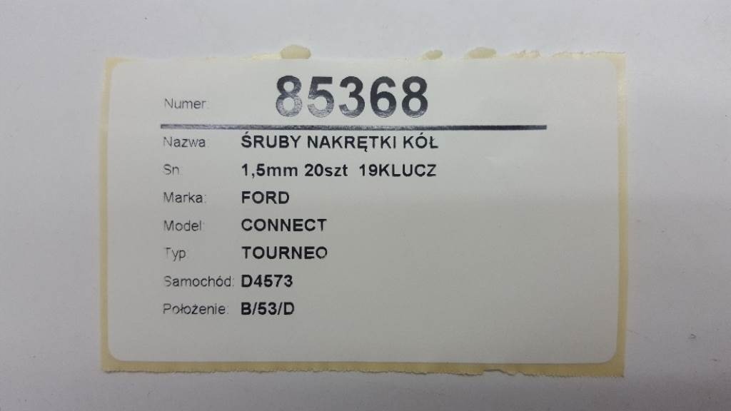 ŚRUBY NAKRĘTKI KÓŁ FORD CONNECT TOURNEO MK1 I 2008 Liczba sztuk 1 szt.