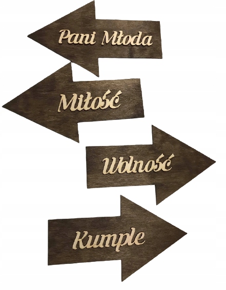 

Drogowskaz Ślubny Pani Młoda Miłość 4 szt 40cm 3D