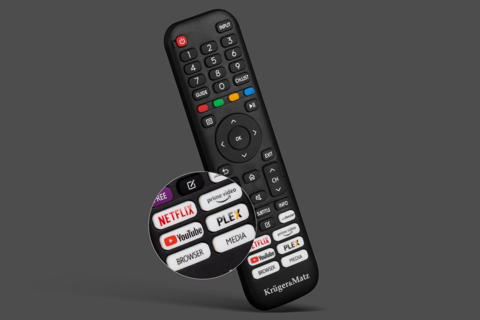 Telewizor SMART TV WiFi 24 cale HD VIDAA APLIKACJE Youtube Netflix 230V 12V Model KM0224-V