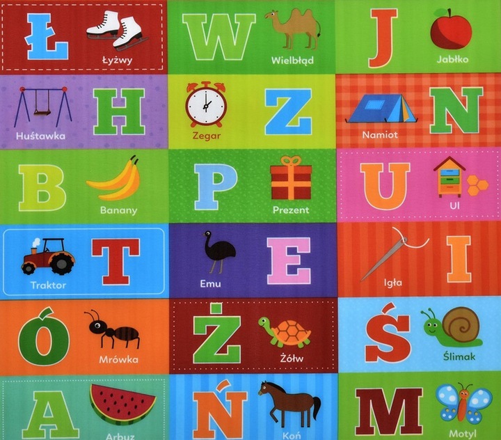 

Dwustronna Mata Edukacyjna 180x120cm Polskie Słowa