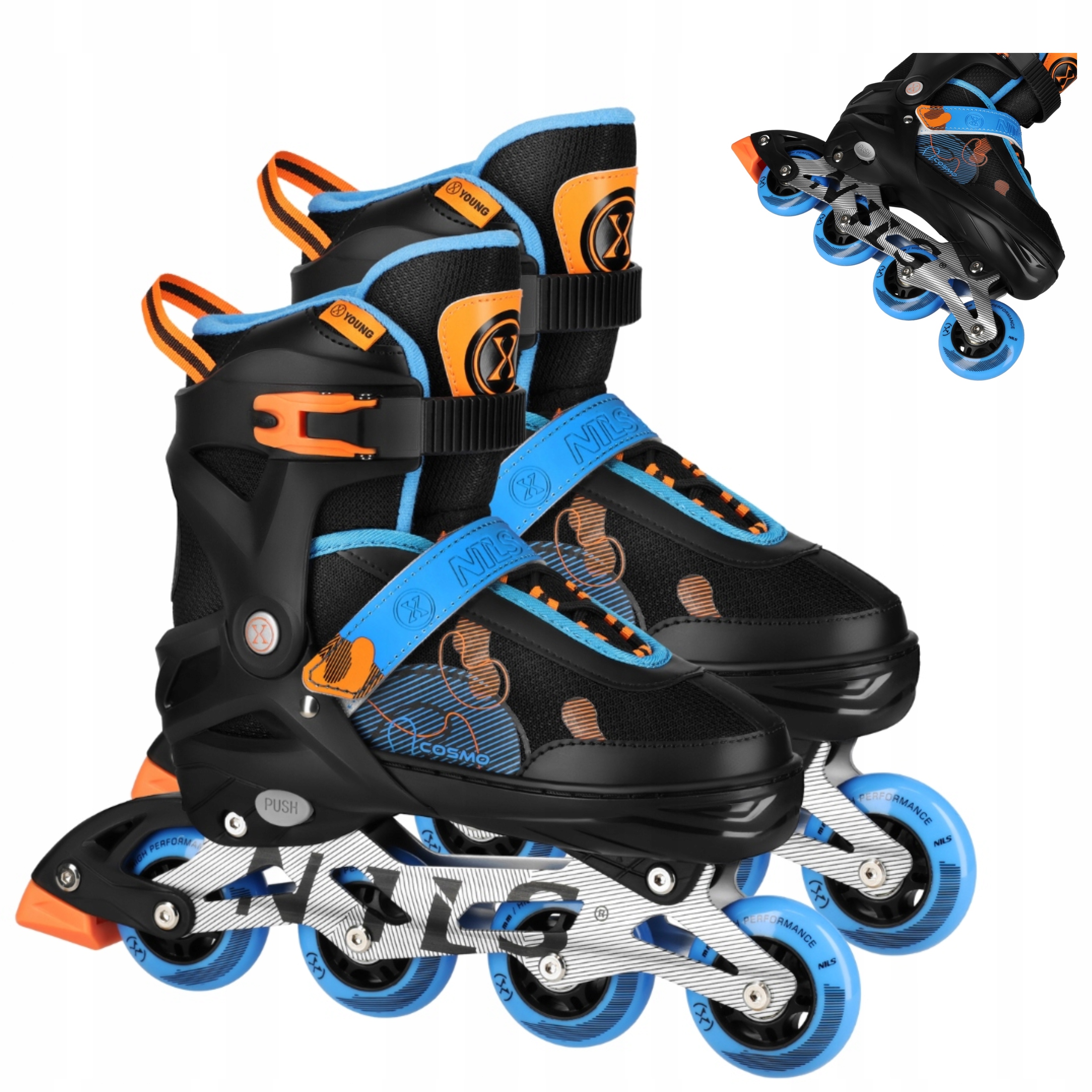 Kolečkové Brusle Fitness Nils Extreme Cosmo Modré L 38-41 Nastavitelné Alu brusle