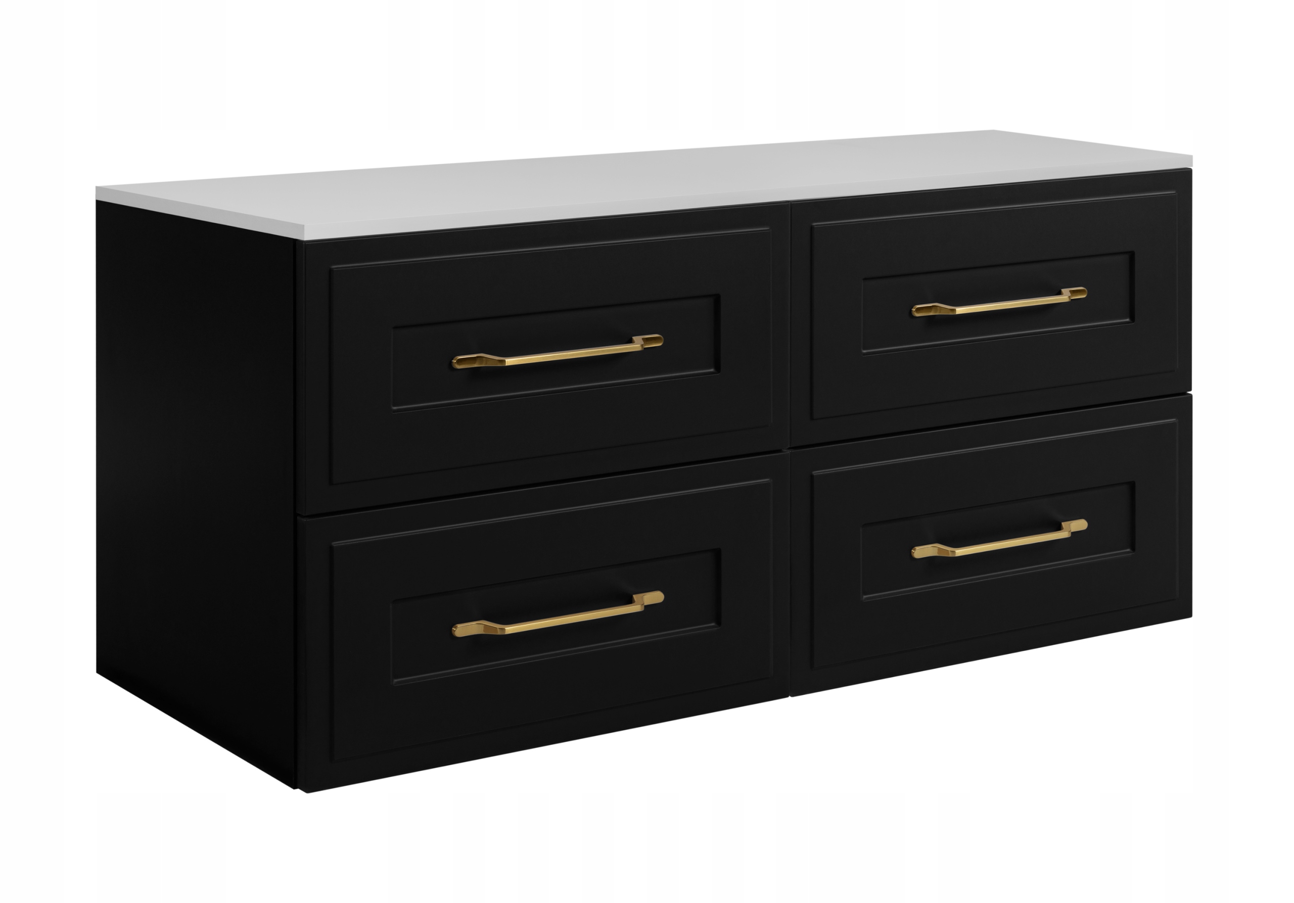 Koupelnová skříňka pod umyvadlo Černá Bílá 120 cm Rámeček přední strana Mdf Blat