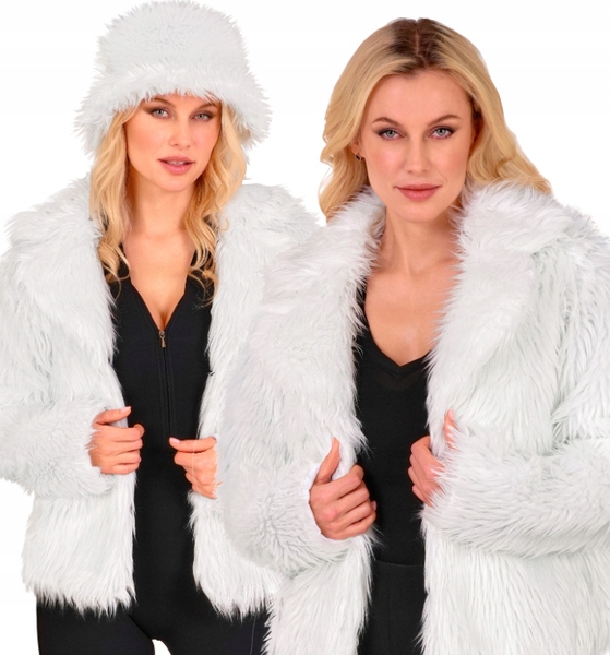 Kostým Dámská Plyšová Bunda Bílá Léta 70 80 90 Převlek Karneval S/m