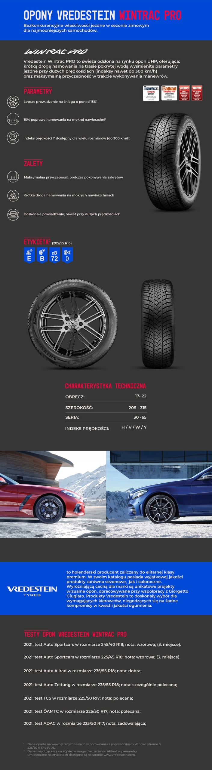 1x OPONA ZIMOWA 235/45R18 Vredestein Wintrac Pro Profil opony 45