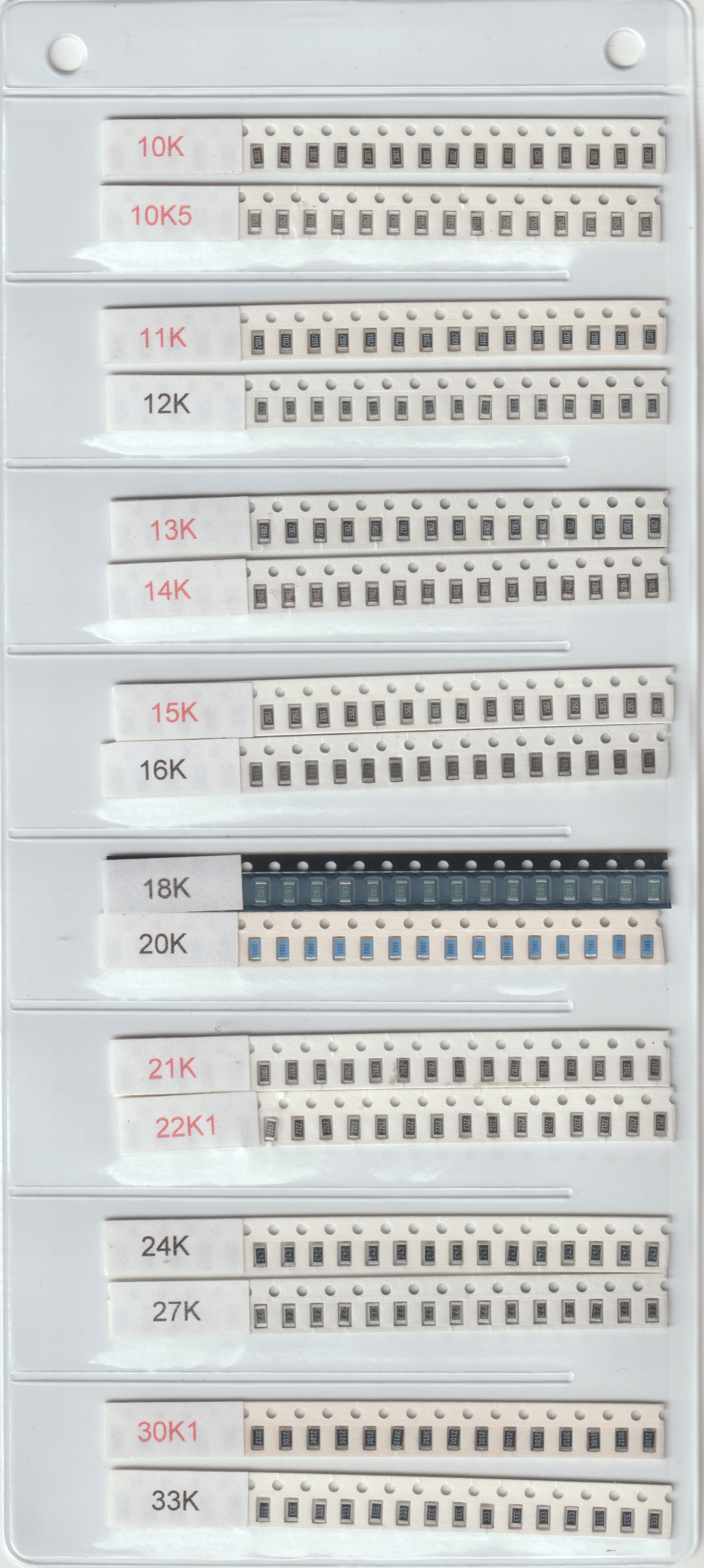 [640szt] Zestaw Rezystorów Smd 1206 10K-91K Szereg E-24 8
