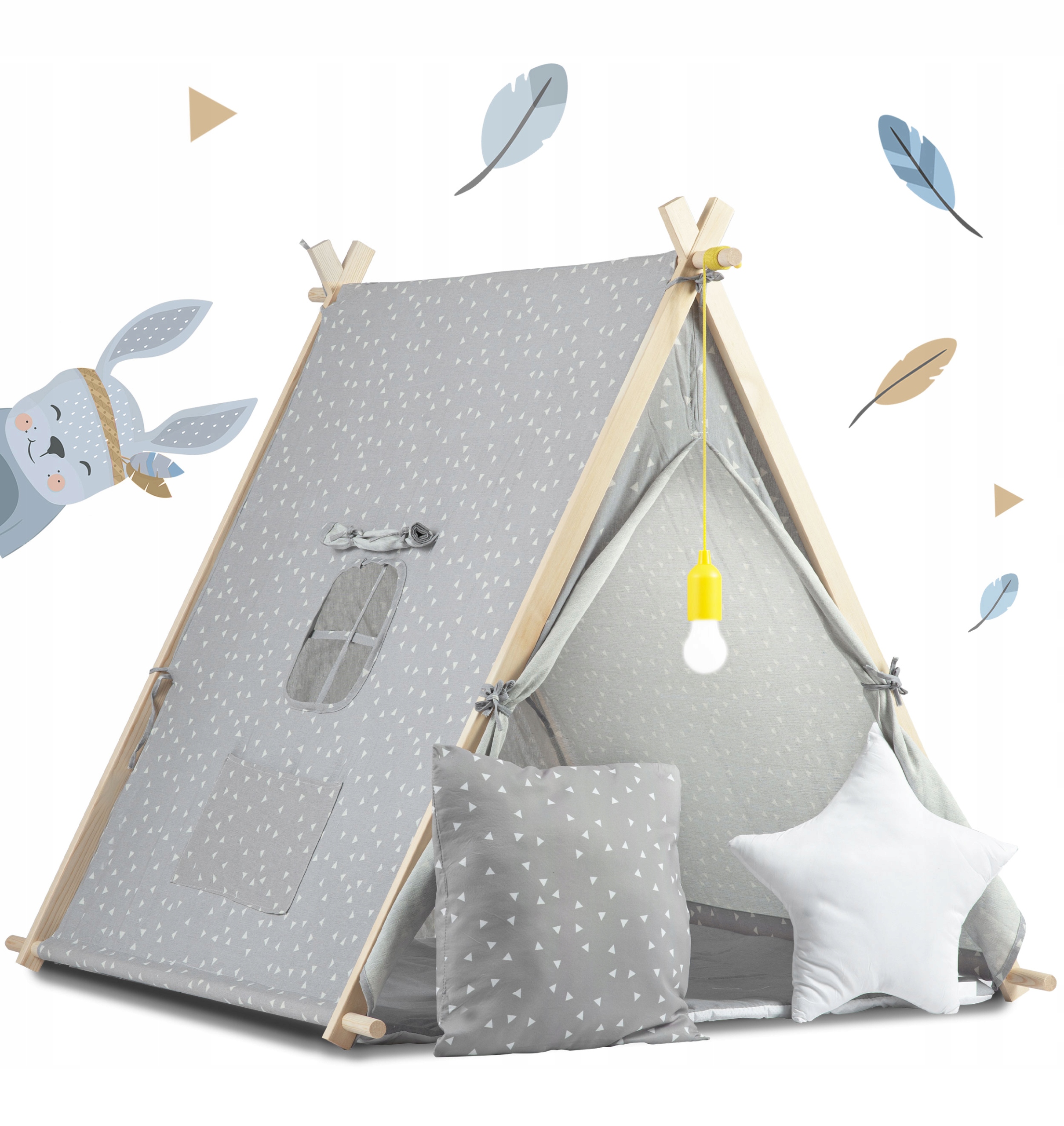 TIPI namiot dla dzieci DOMEK Poduszki LAMPKA LED Bawełna PREMIUM Nukido Marka Nukido