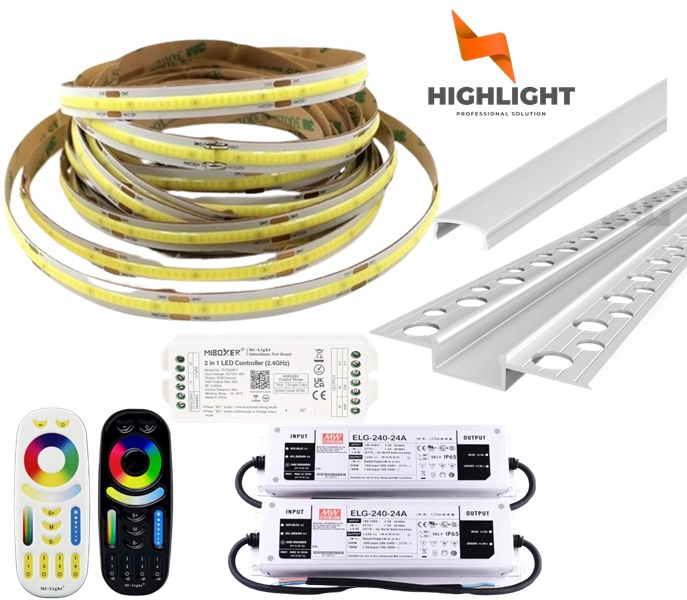 30 m Sada na fasády Led pásik Cob MoNo 10W 24V IP65 Profil GK6-3