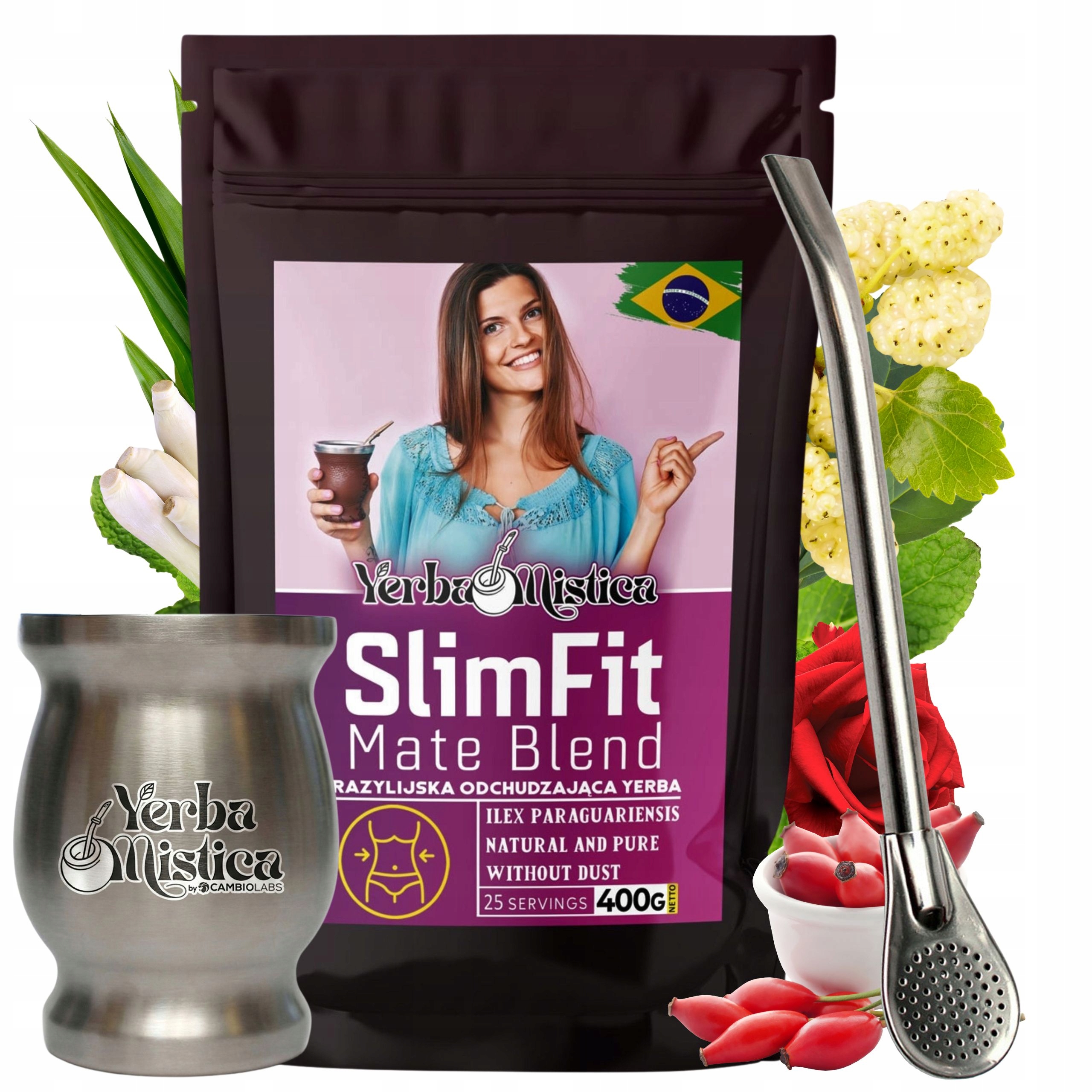 Yerba Mate Matero Bombilla Yerba Mistica Čaj na hubnutí 400g