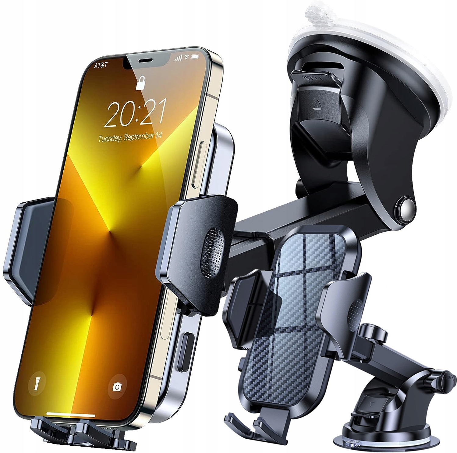 UCHWYT SAMOCHODOWY NA TELEFON SZYBĘ KOKPIT REGULACJA DŁUGOŚĆ OBROTOWY MOCNY