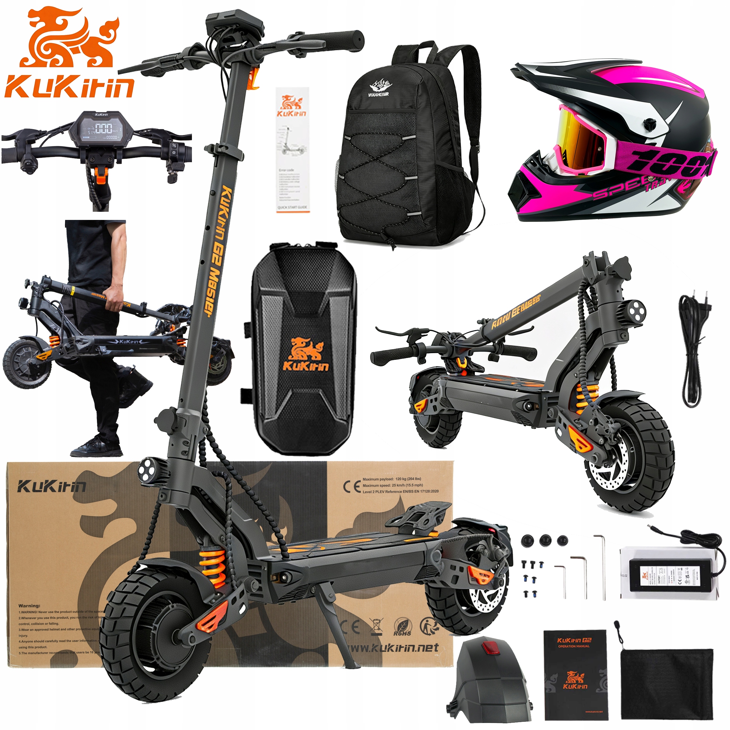 KuKirin G2 Master terenowy 2000W 52V 20,8AH 60KM/H 70KM 10" +3Prezentów Pl