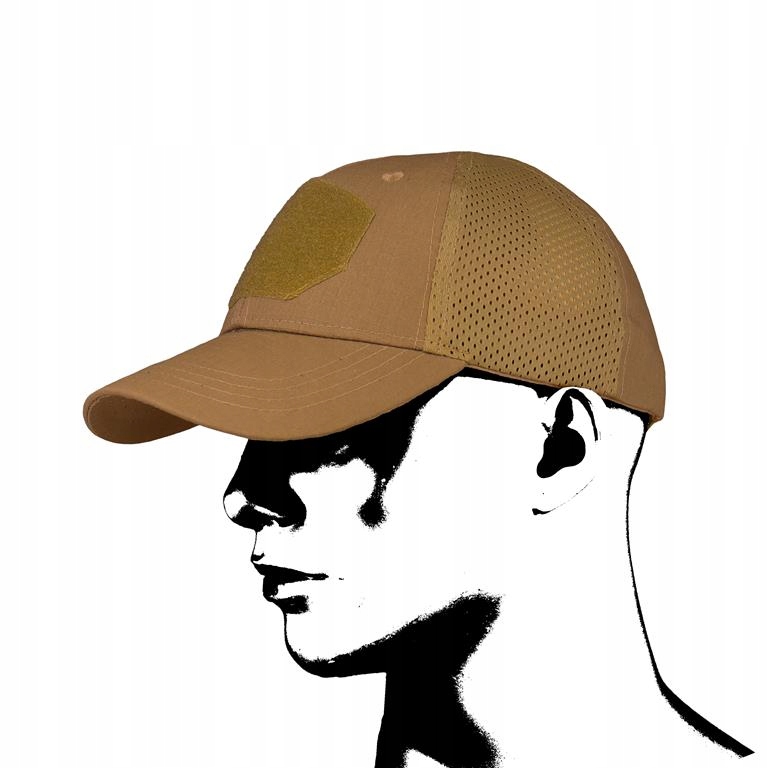 Czapka Taktyczna Mesh Coyote Oddychająca siatka Velcro Regulowana Outdoor