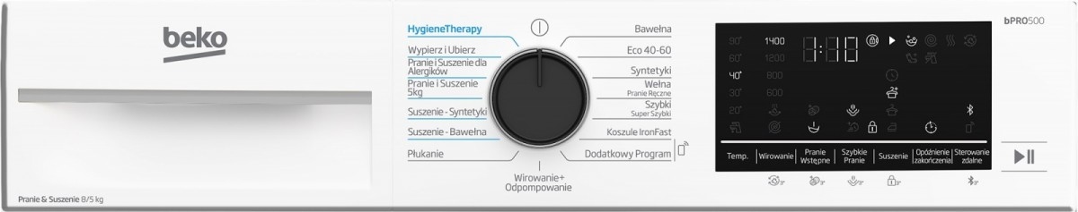 BEKO B5DFT584427WPB Pralko-suszarka Sposób załadunku od frontu