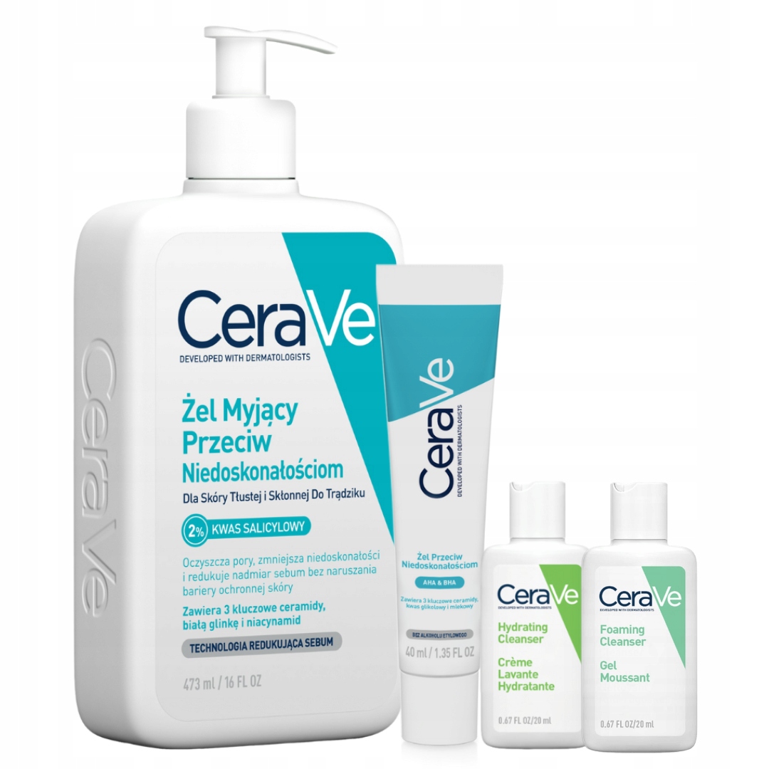 CeraVe Zestaw Przeciw Niedoskonałościom Żel Myjący 473ml, Żel 40ml