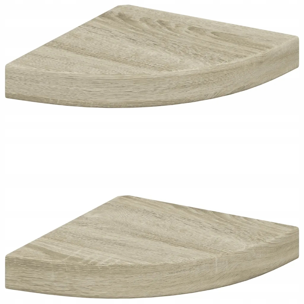 Sada 2 rohových polic, dub, 25x25x3,8 cm, MDF/kov