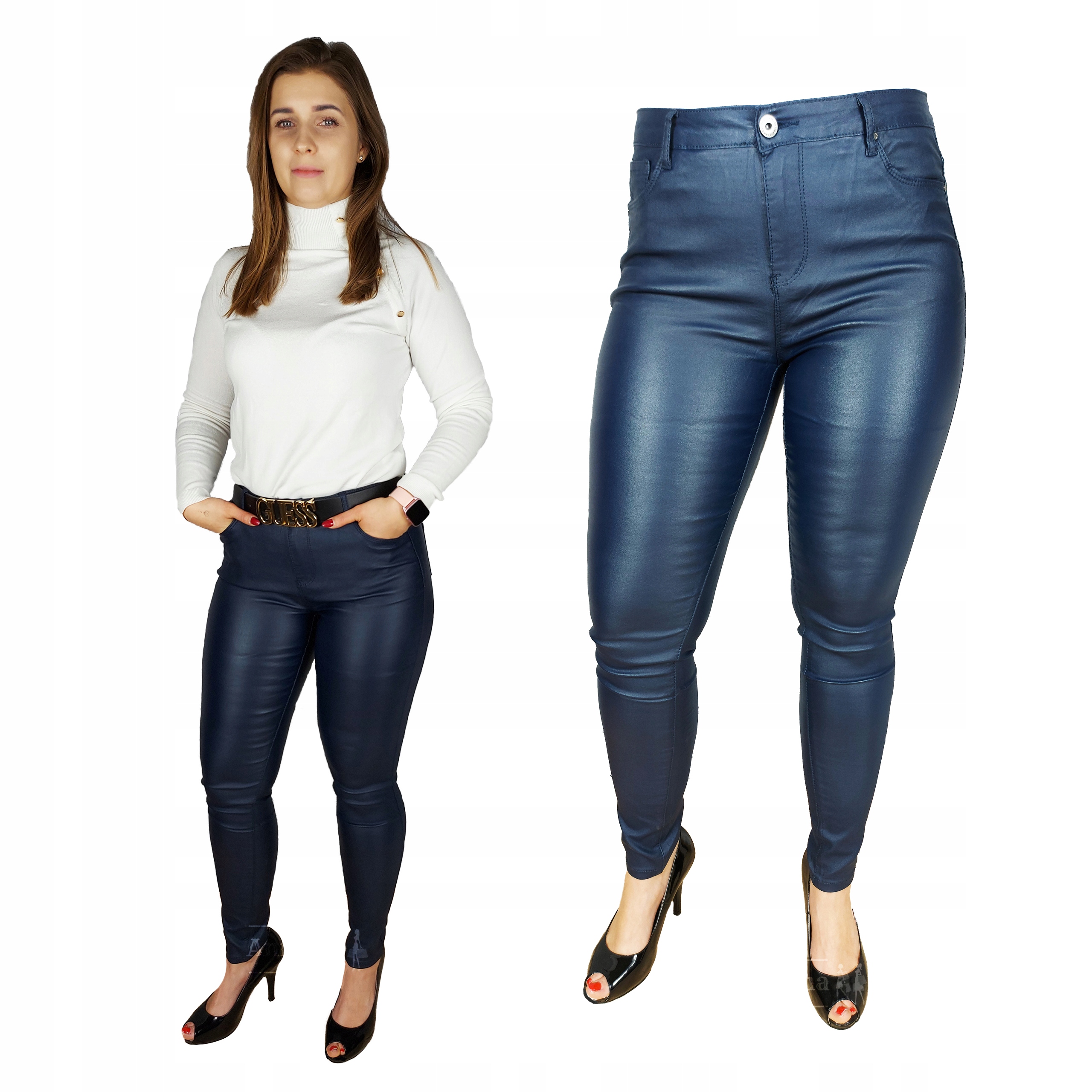 

Spodnie Woskowane Goodies Jeans Granat Skóra R44