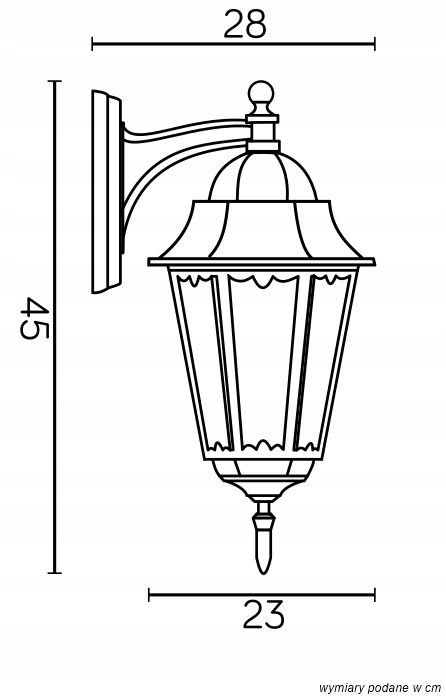 Kinkiet zewnętrzny czarna latarnia w stylu retro Zasilanie sieciowe