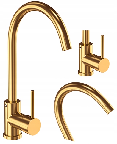 Kuchynská batéria Beta zlatá do drezu jednopáková, stojanový kohútik