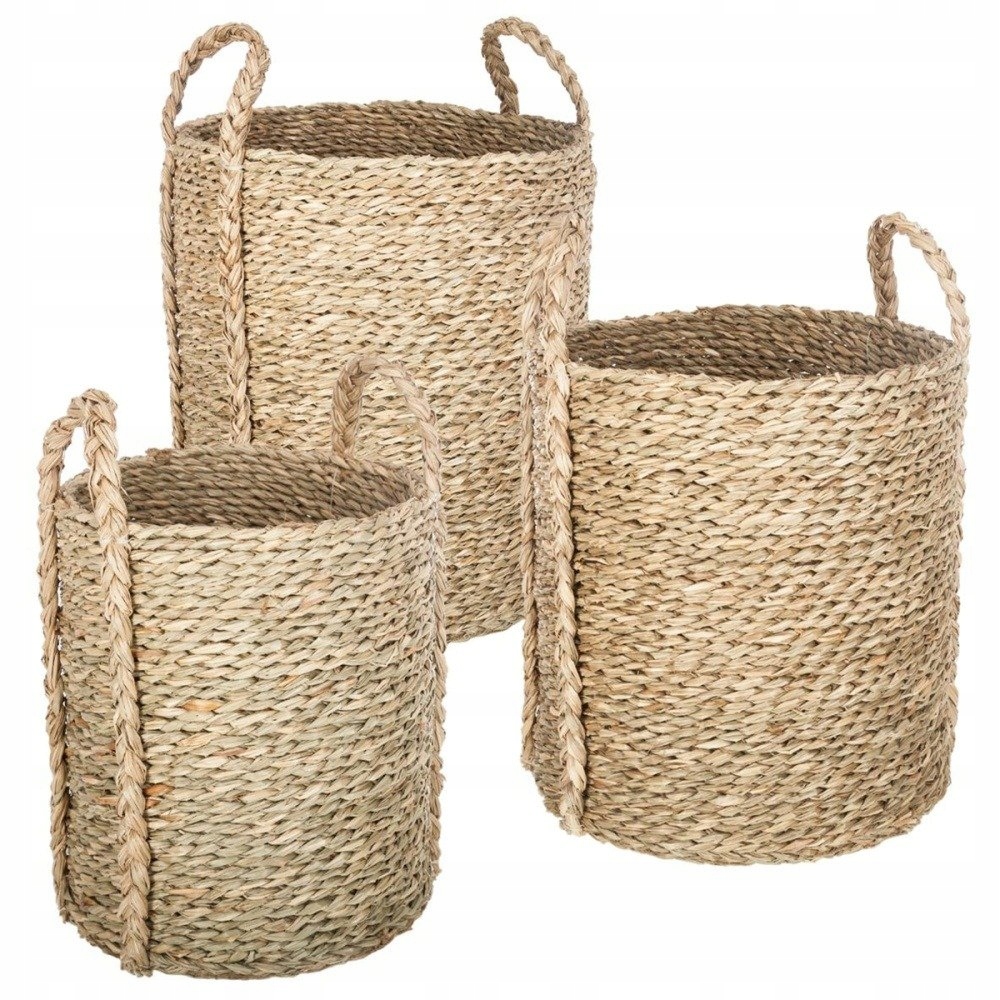 Kôš Z Morskej Trávy Sada 3 Košov Boho štýlový