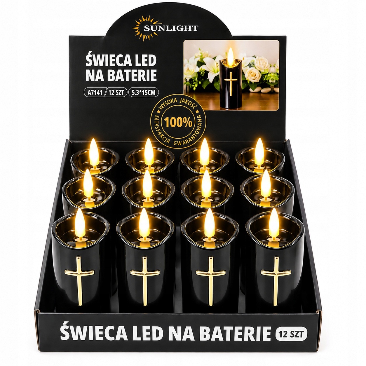 12 X Led Svíčka Elektrická Vložka Do Hřbitovních Svíček Svíčka Efekt Plamene 7141