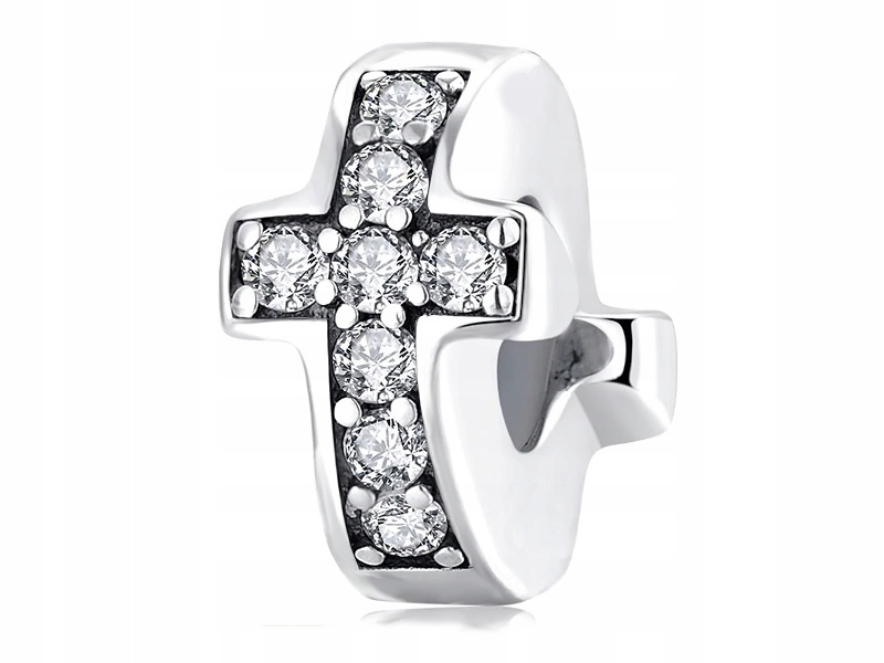 

Srebrny Koralik Charms Beads Kółko Ring Krzyżyk