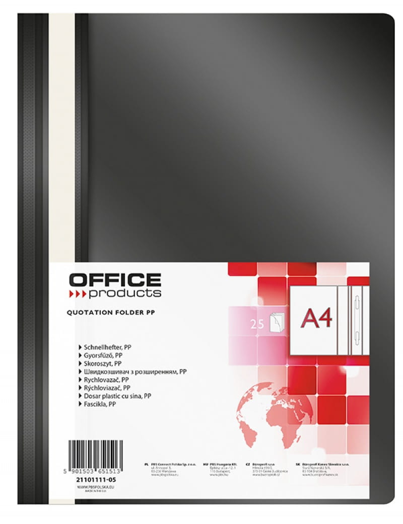 

Skoroszyt Office Products Pp A4 Czarny 25szt