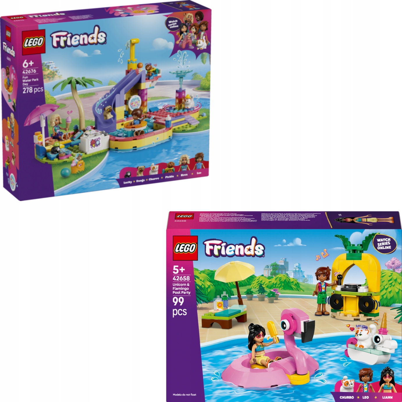Lego 42658 Impreza na basenie 42676 Parku Wodny Zjeżdżalnia Fontanna