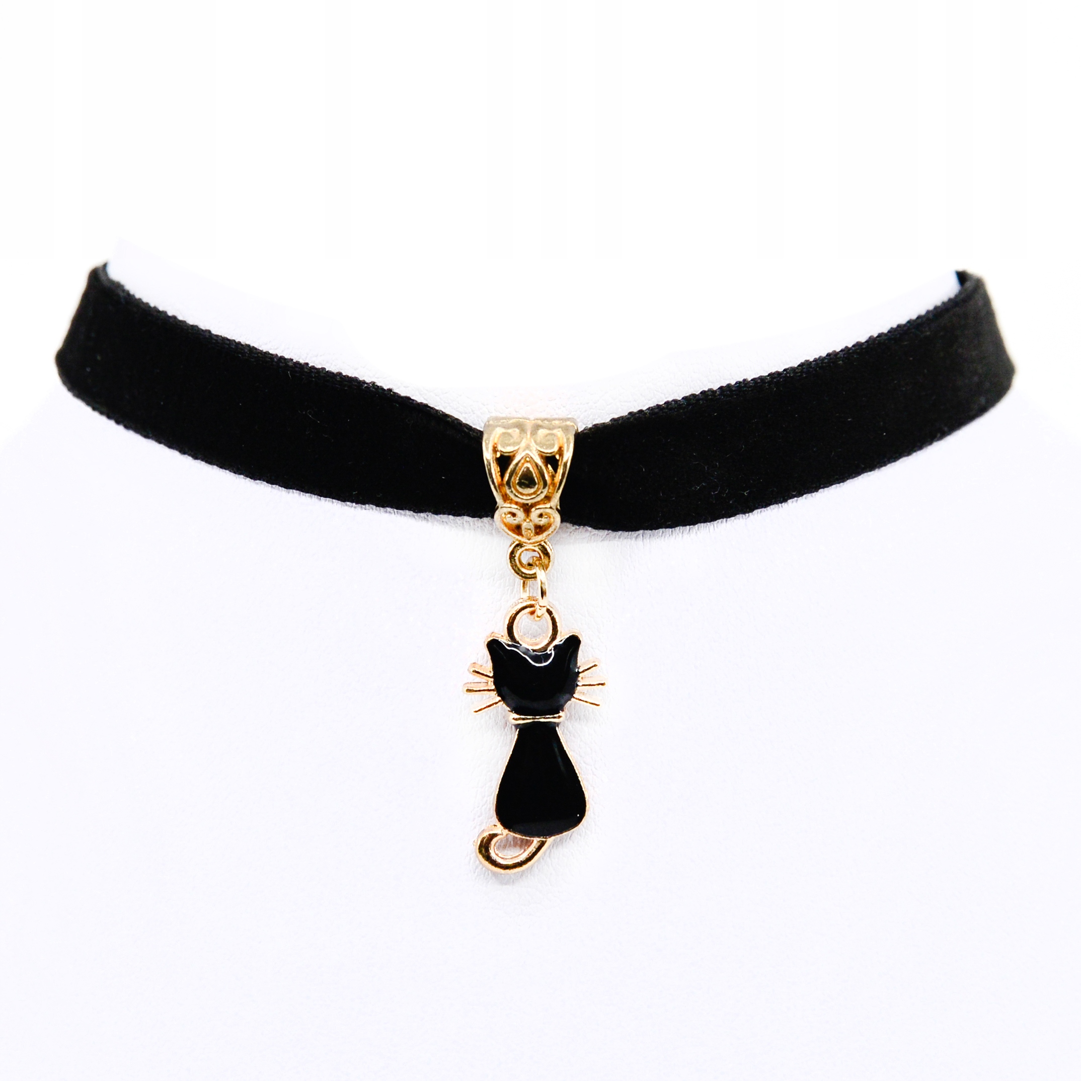 

Halloween Naszyjnik choker tasiemka czarny kot