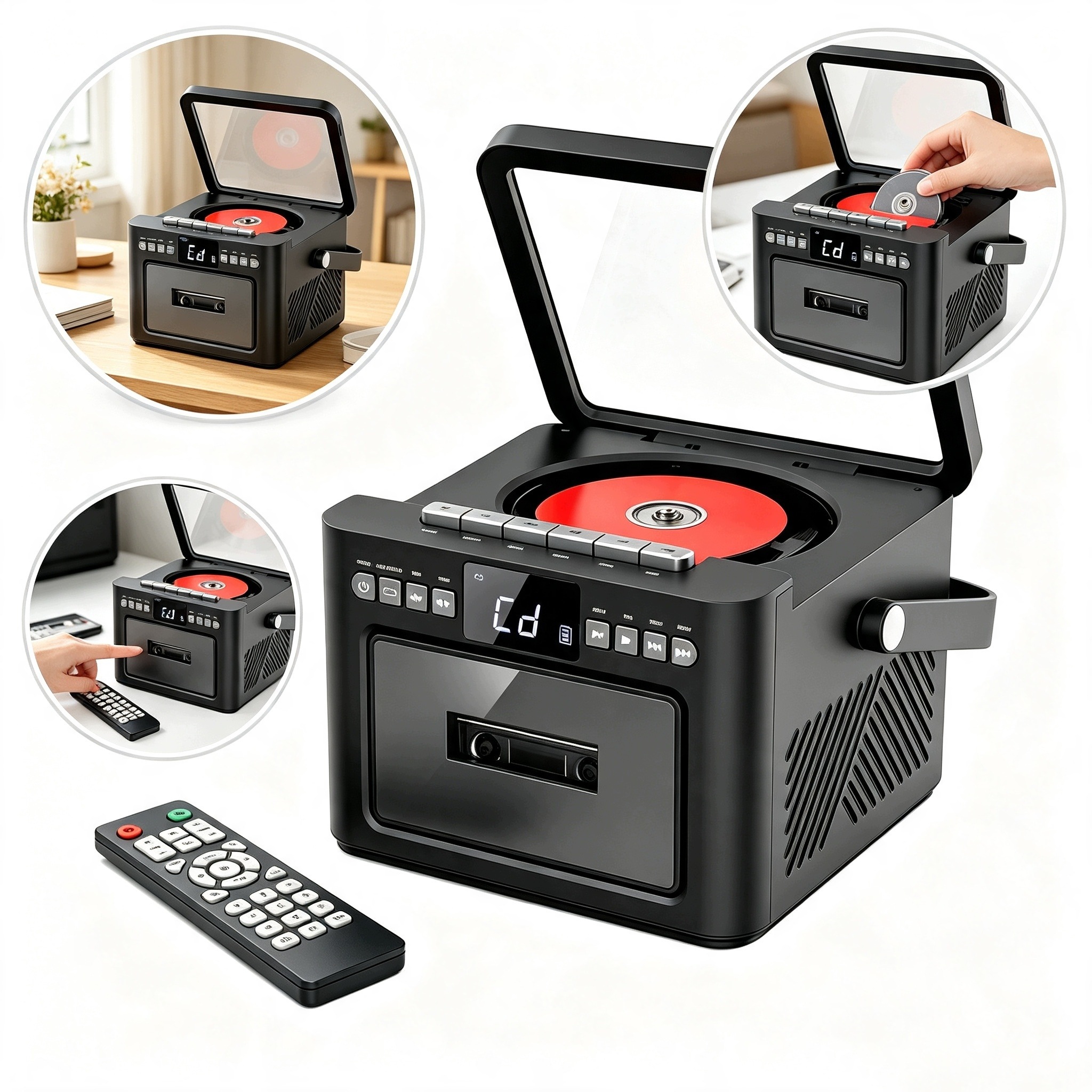 Przenośny Odtwarzacz CD Kasetowy Bluetooth Radio Fm MP3 Aux